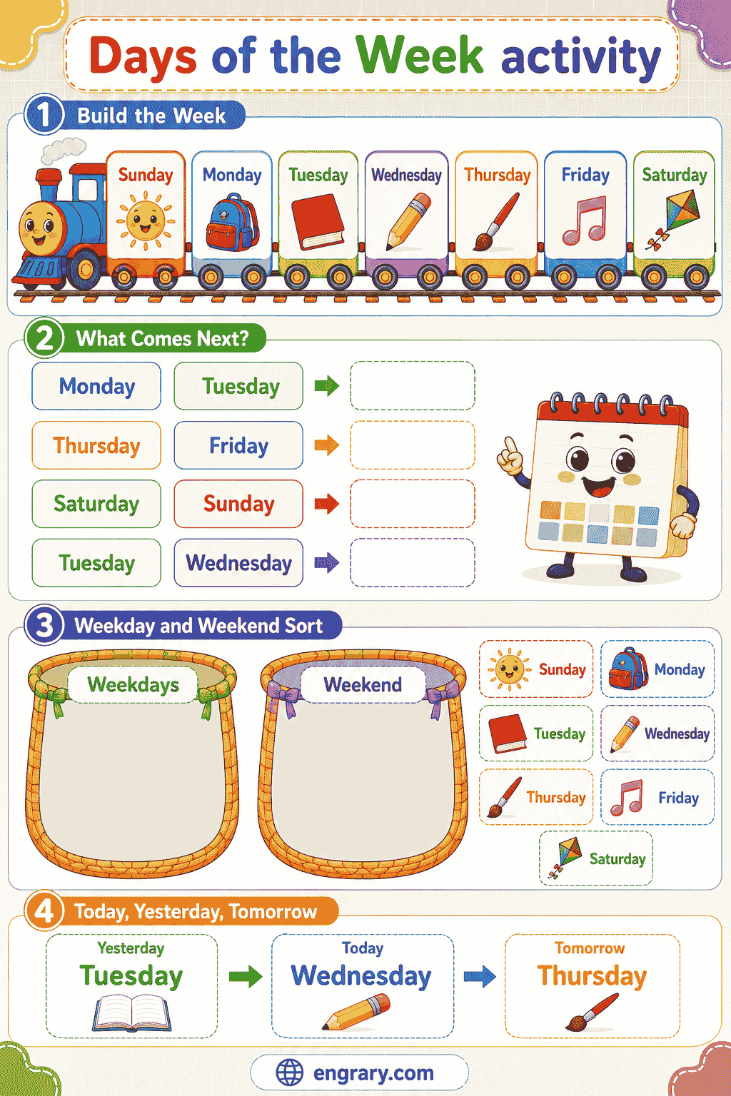 Days of the Week for Kids with Activities and Quiz