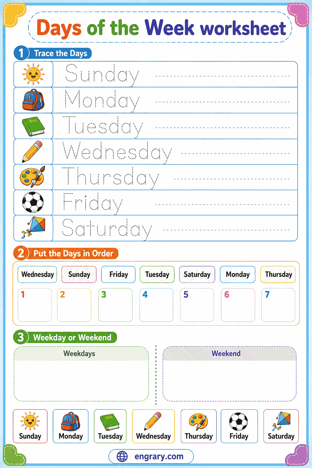 Days of the Week Worksheet for Kids