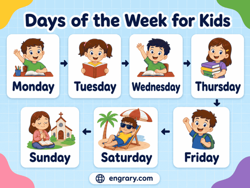 Days of the Week for Kids 7 Day Names, Spelling & Order 