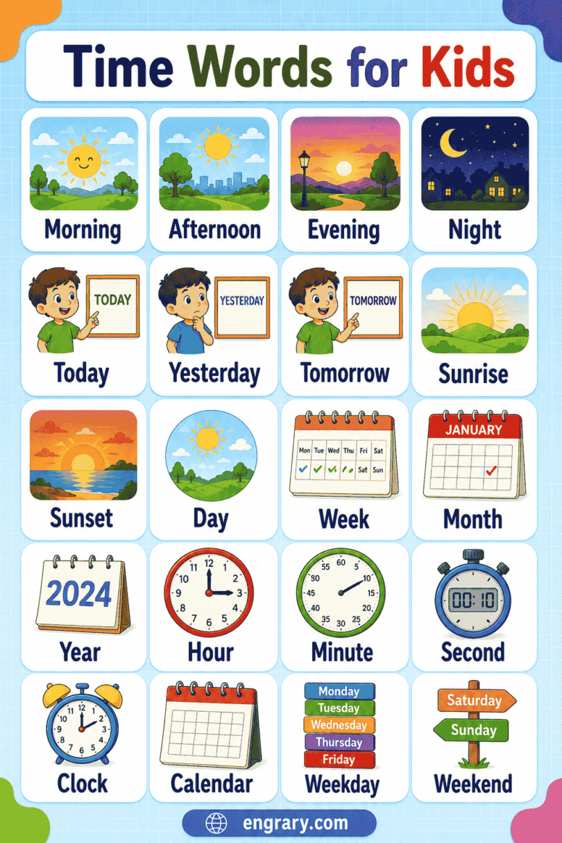 Time Words for Kids: Morning, Today, Yesterday & Tomorrow - Engrary