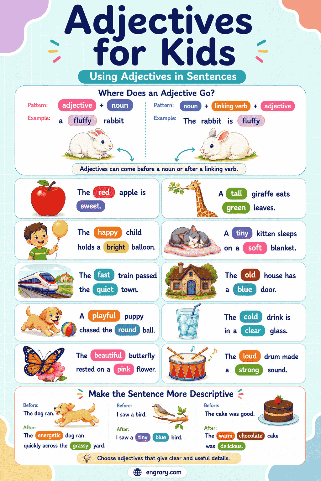 Learn Adjectives for Kids with Sentences and Answers
