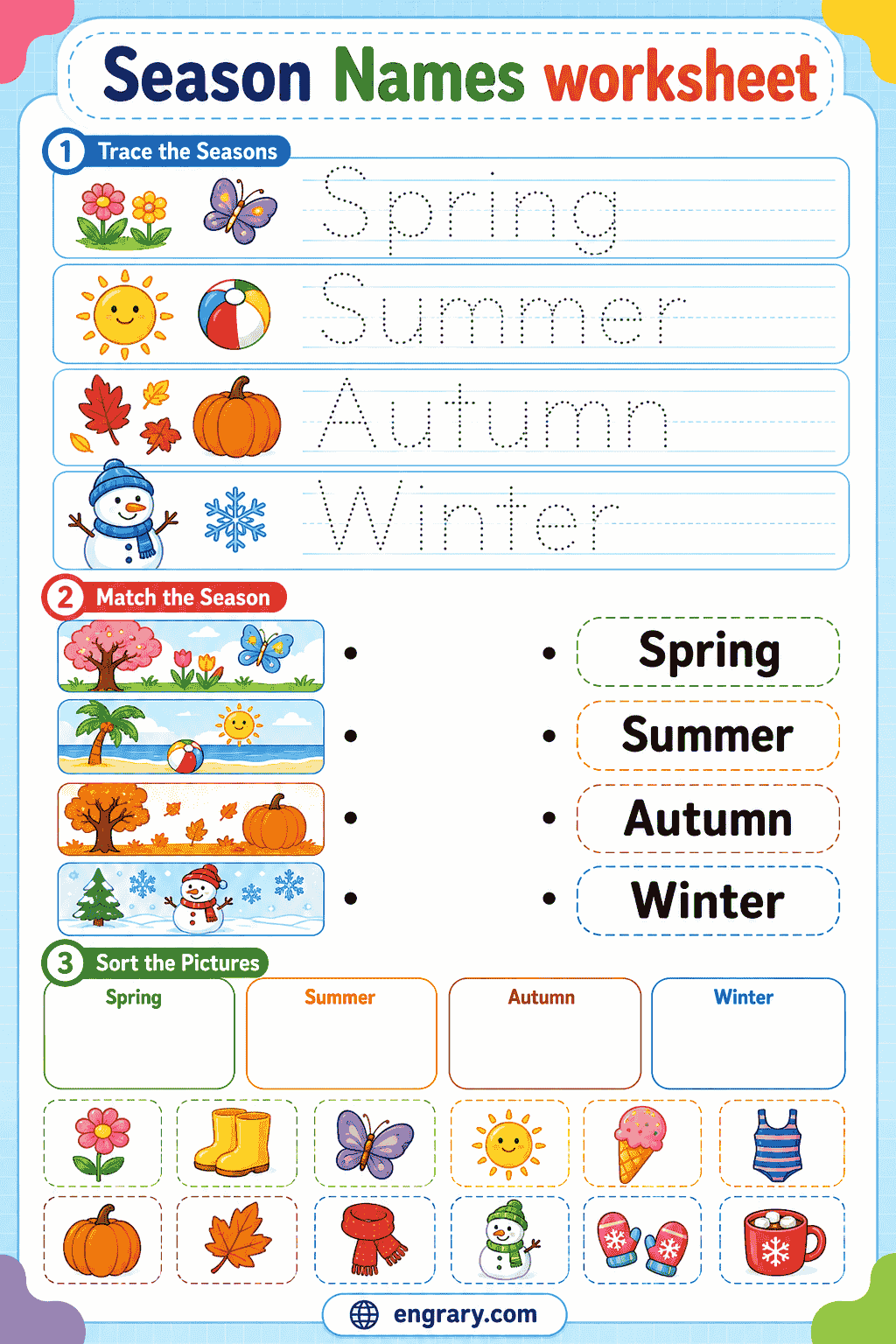 Learn Season Names for Kids with Activities and Quiz