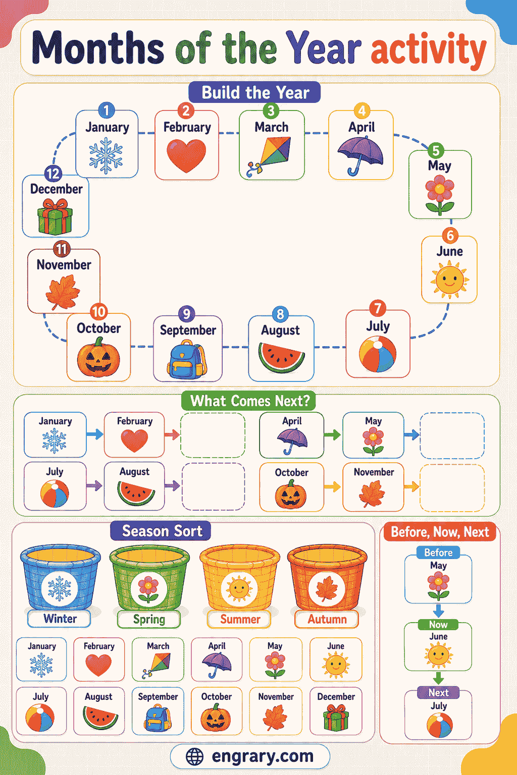 Months of the Year for Kids with Activities and Quiz