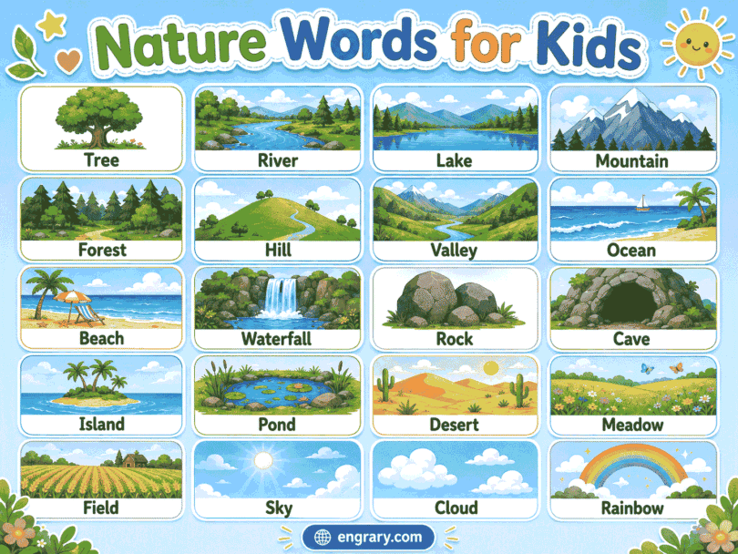 Nature Words for Kids Easy Outdoor Vocabulary with Pictures
