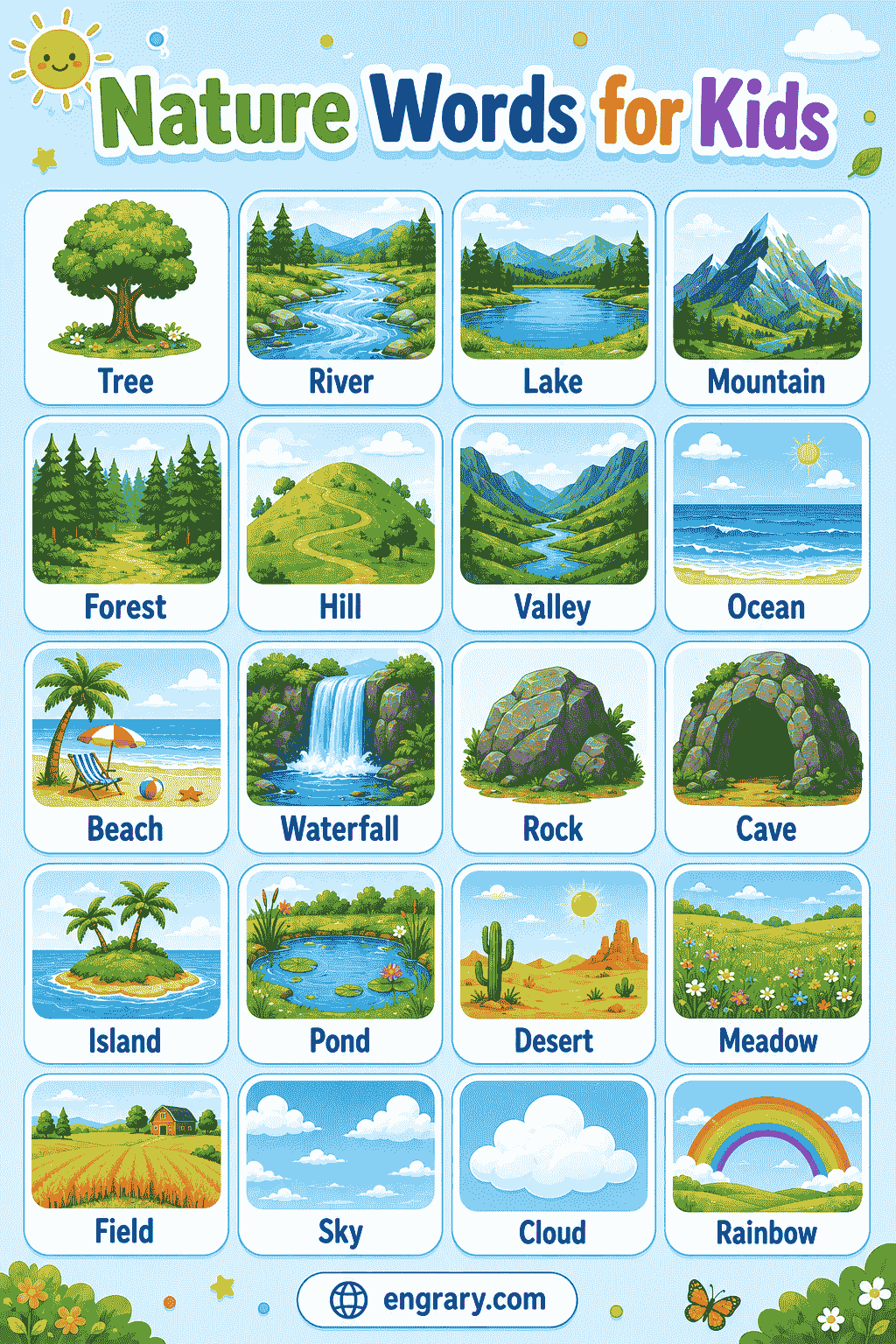 Nature Words for Kids with Meanings and Examples