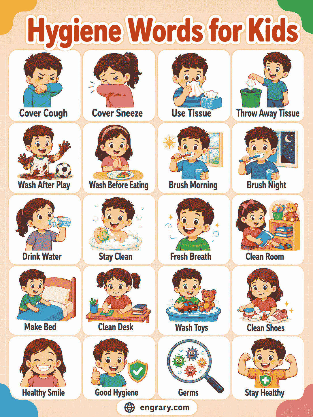 Personal Hygiene Vocabulary for Kids and Daily Routines