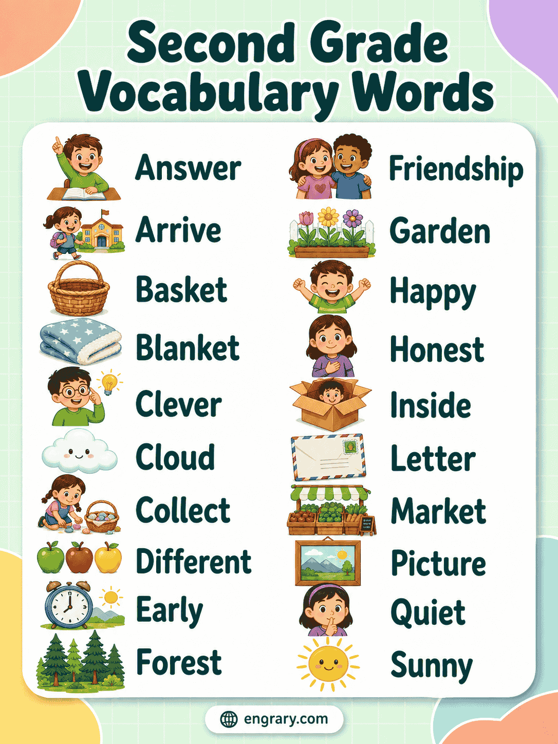 Second Grade Word List with Meanings and Practice