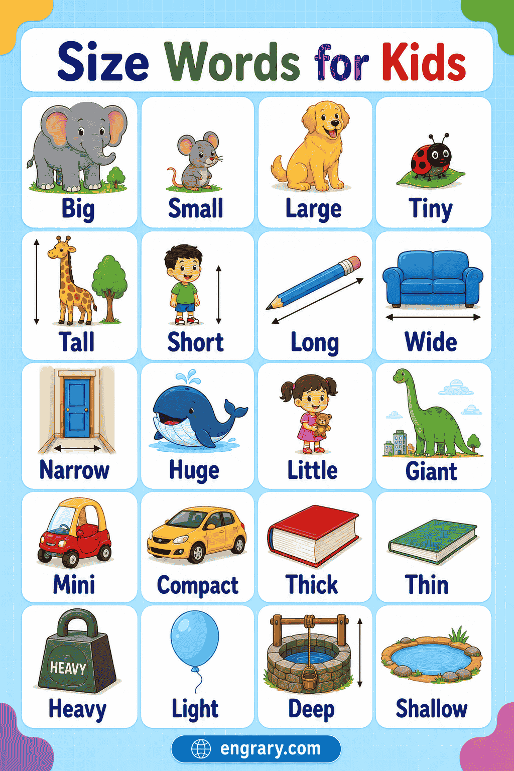 Size Words for Kids Big, Small, Tall, Short & Long