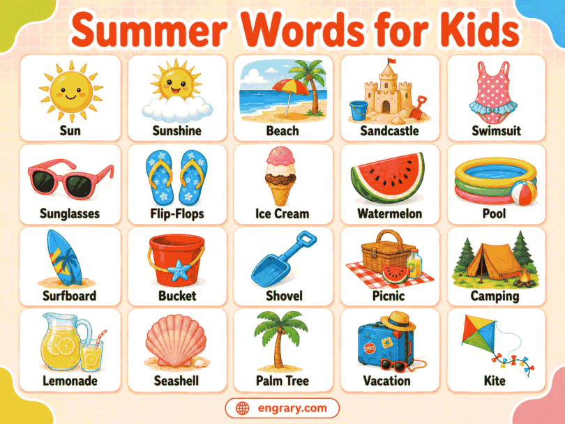 Summer Words for Kids: Meanings, Pictures, Activities