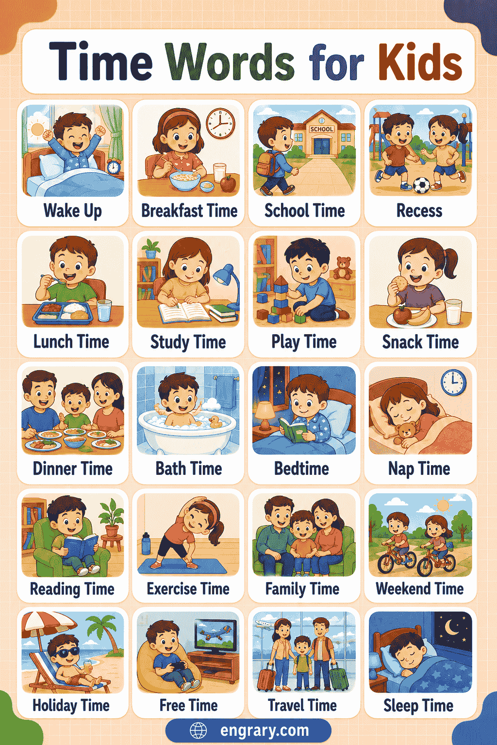 Time Words Chart for Kids