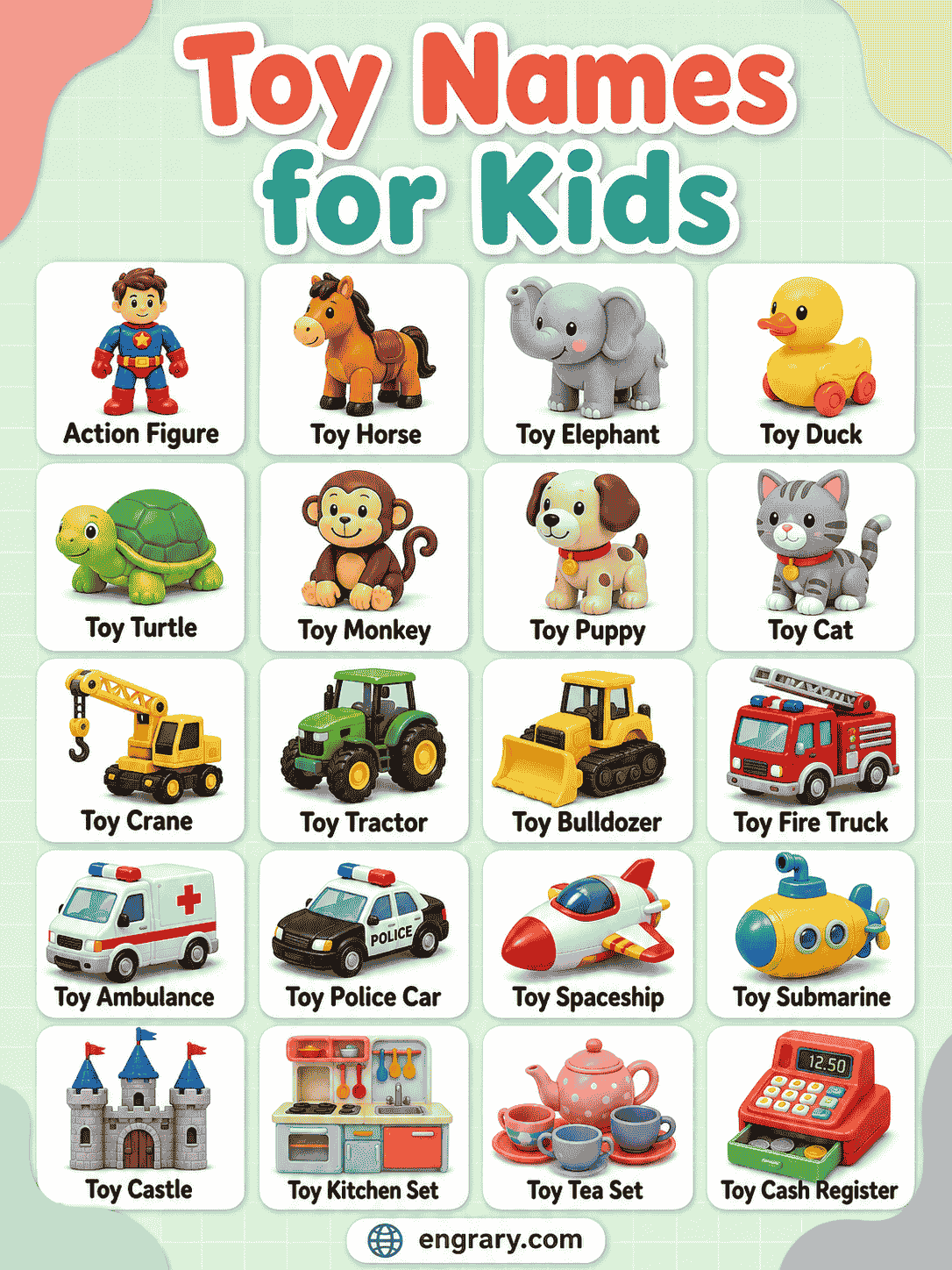 Toy Vocabulary for Kids with Meanings and Examples