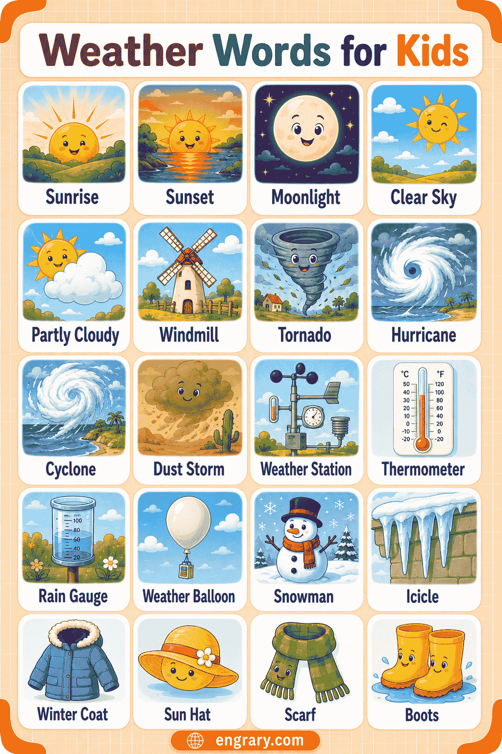 Weather Words Chart for Kids