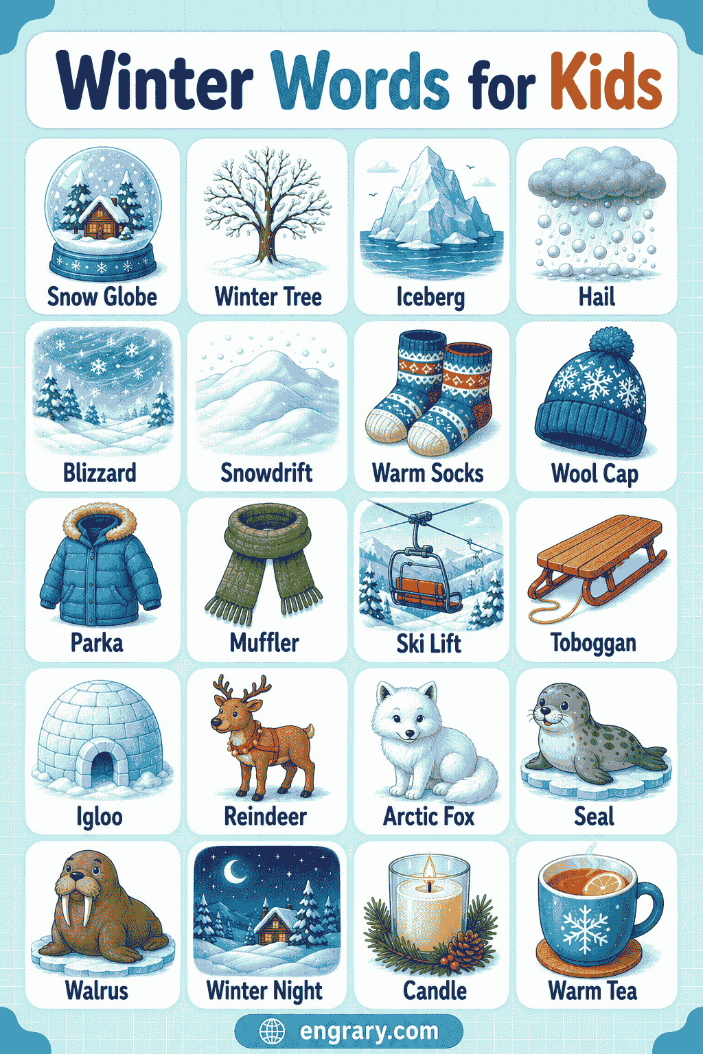 Winter Words for Children: Snow, Clothes, and Actions