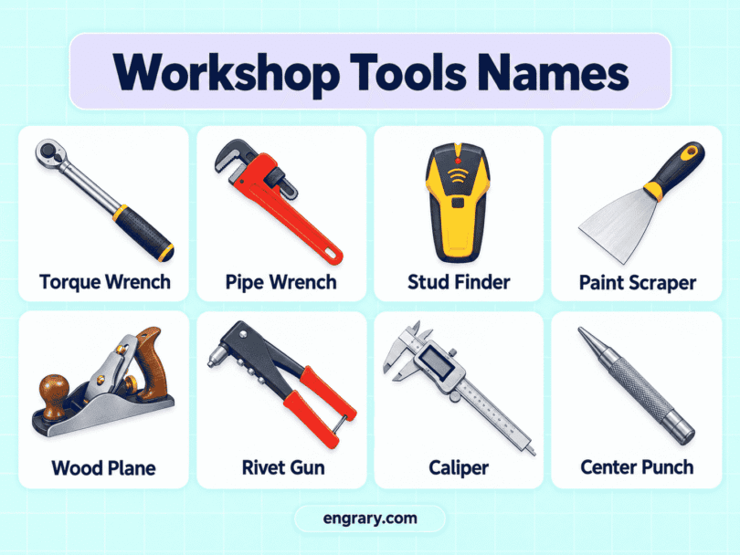 70 Workshop Tools Names With Pictures and Uses