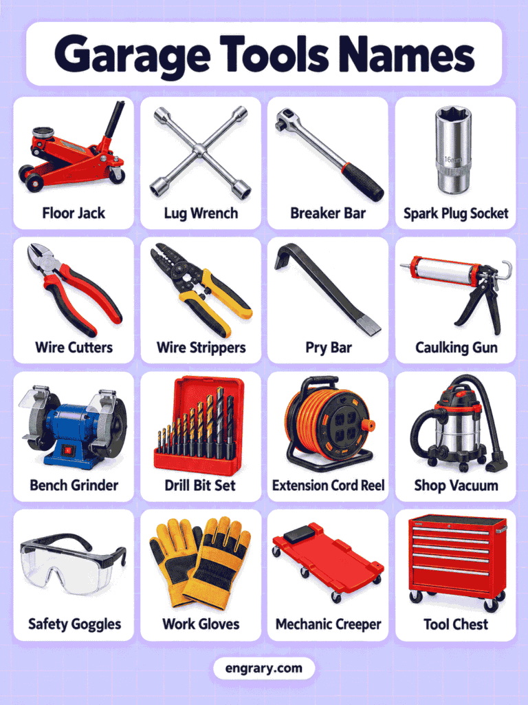 Garage Tools List With Pictures and Uses