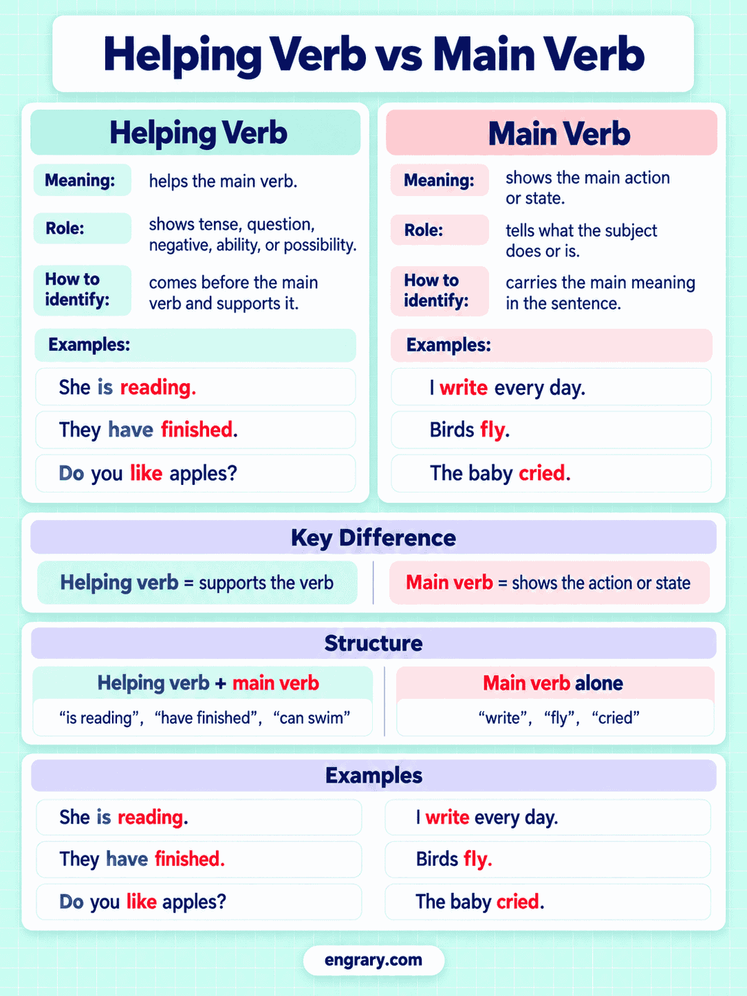 Helping Verb vs Main Verb: Differences and Examples