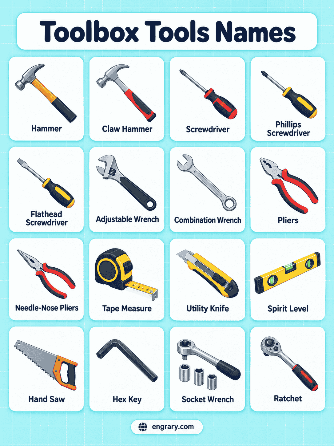 Toolbox Tools Names in English With Pictures