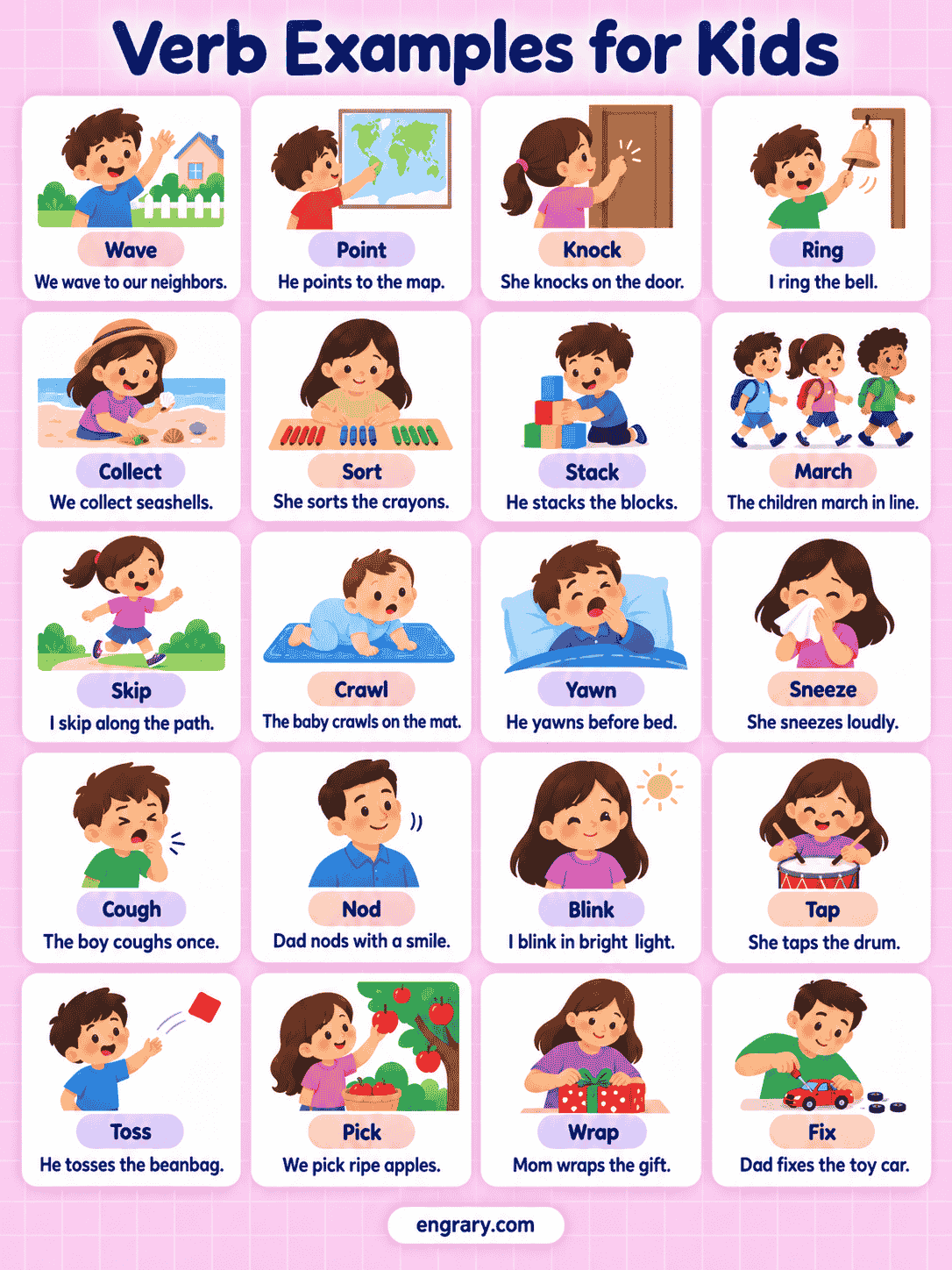 Verb Examples for Kids With Easy Sentences
