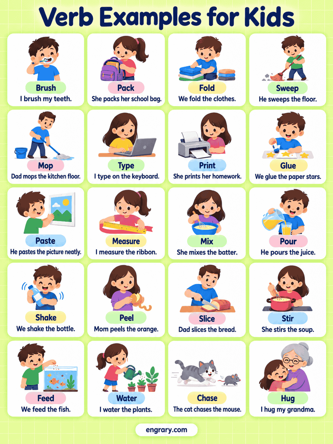 Verb Examples for Kids With Everyday Sentences