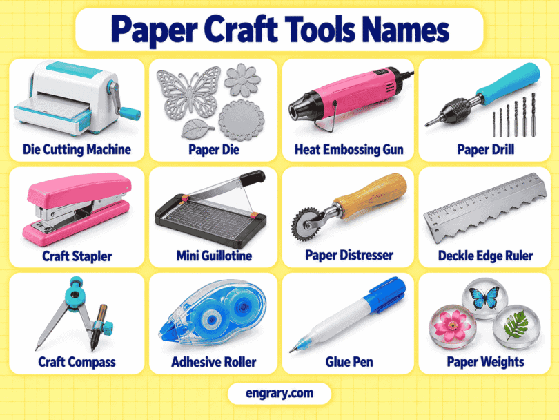 48 Paper Craft Tools Names with Pictures and Uses