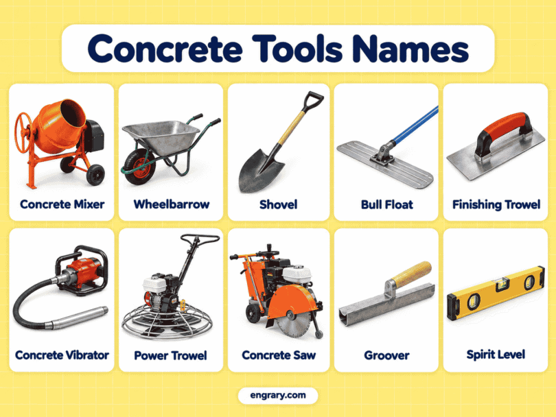 50+ Concrete Tools Names with Pictures and Uses