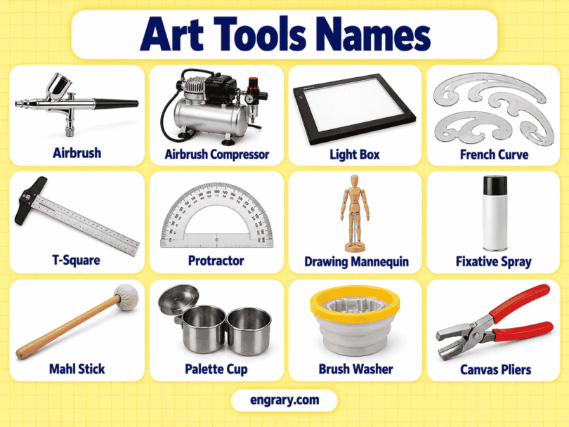 58 Art Tools List with Names, Pictures, and Uses