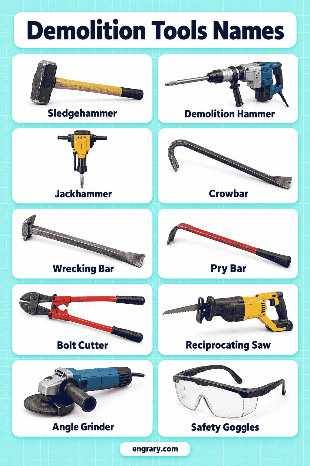 Common Demolition Tools Names with Pictures