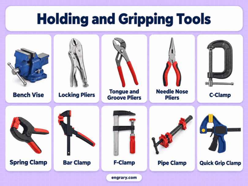 Holding and Gripping Tools: 42 Names with Pictures