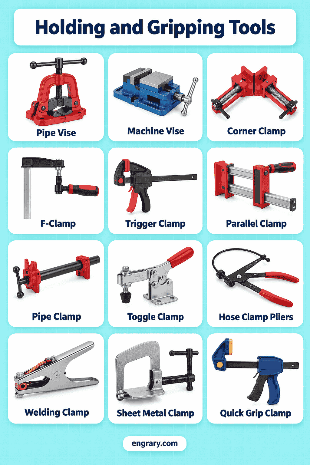 Holding and Gripping Tools List - 42 Names