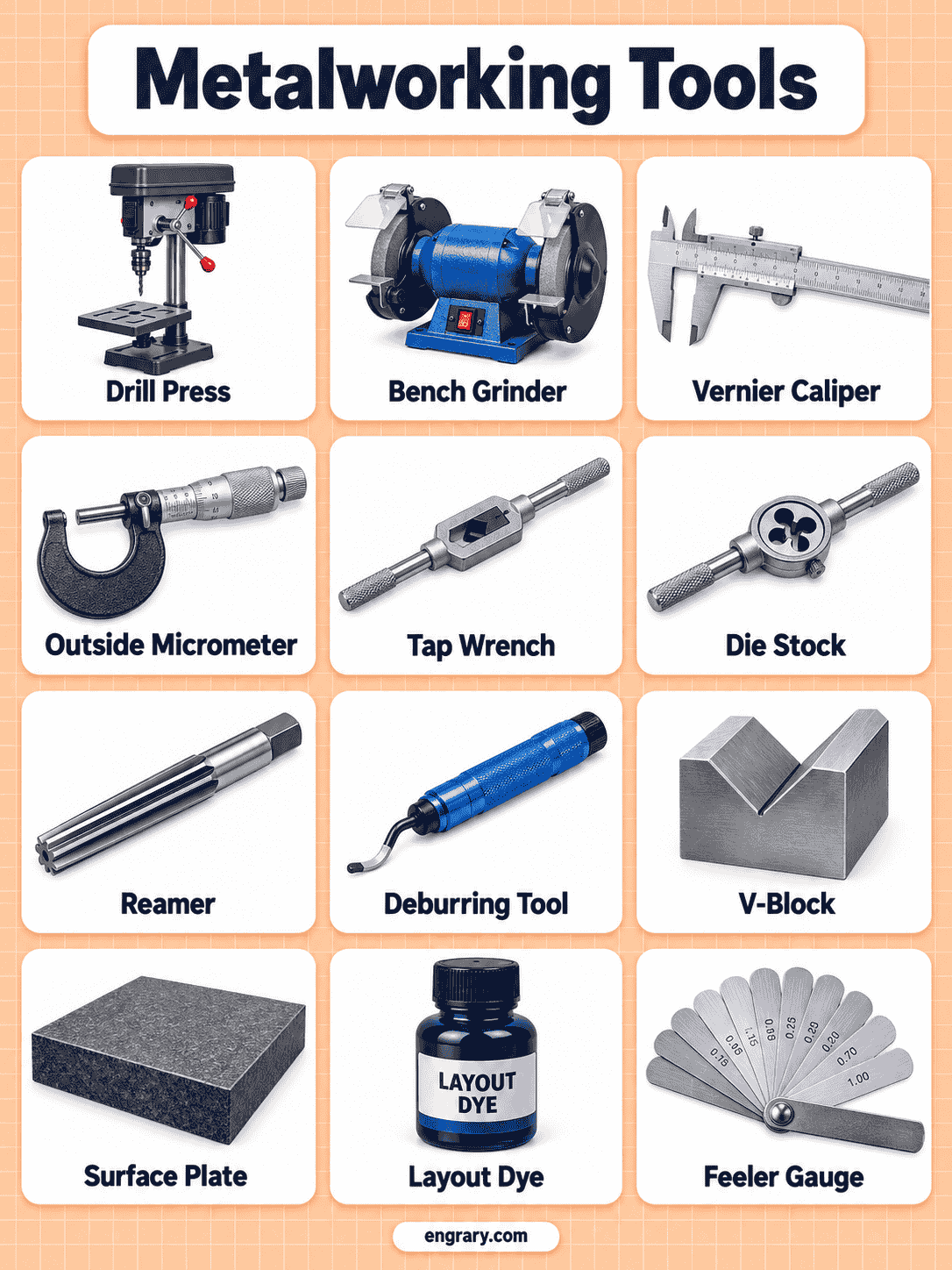 Metalworking Hand Tools and Machine Tools Names with Pictures