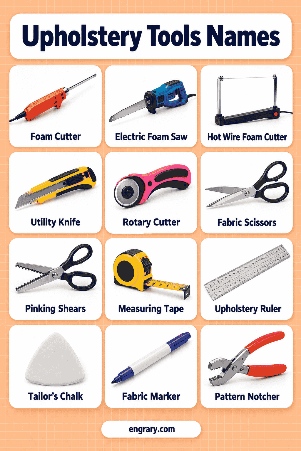 Upholstery Tools List with Names, Pictures, and Uses