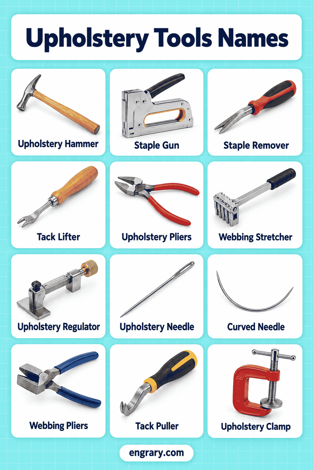 Upholstery Tools Names with Pictures and Uses