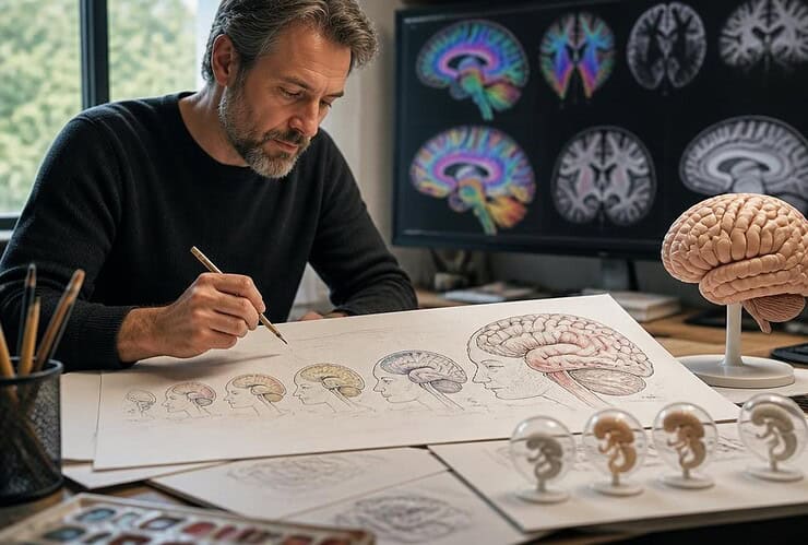 dessinateur scientifique raconte formation cerveau de enfant