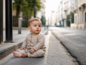 un bebe de deux ans retrouve seul dans la rue