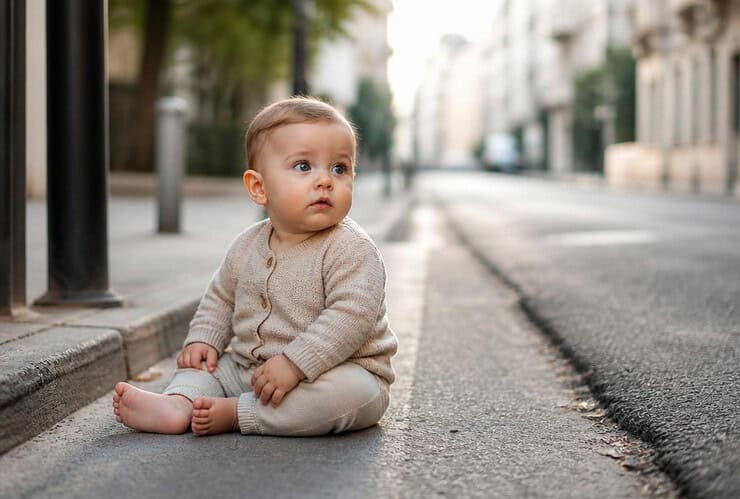 un bebe de deux ans retrouve seul dans la rue