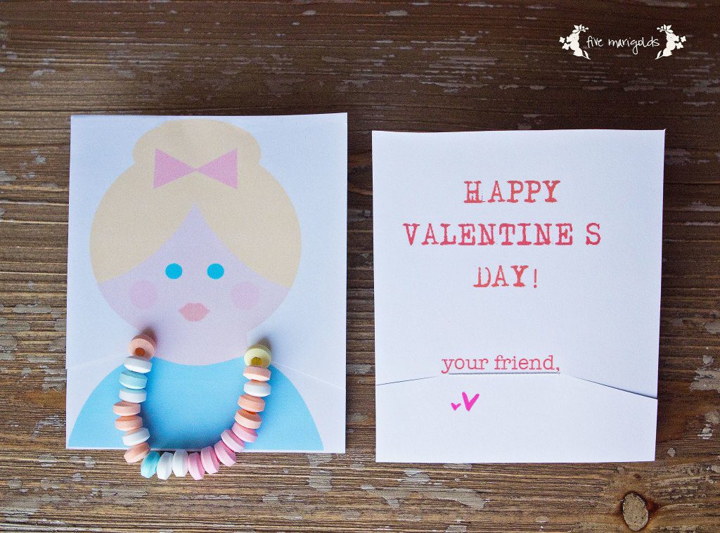 Candy Necklace Valentine Printable | Five Marigolds