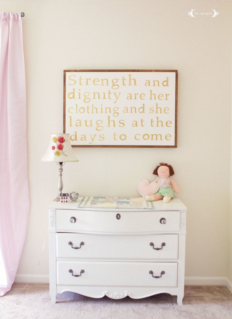 Proverbs 31 Canvas Art using clear contact paper and Silhouette SD. Stain is Minwax Early American. | Five Marigolds