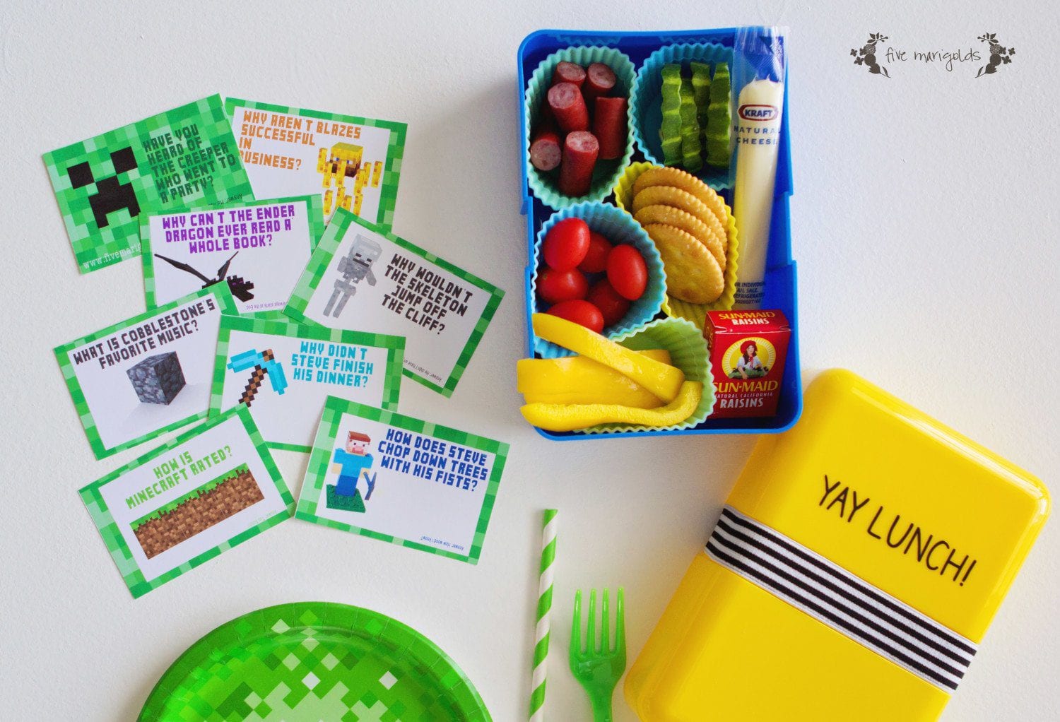 Minecraft Jokes Free Lunchbox Printables | Five Marigolds