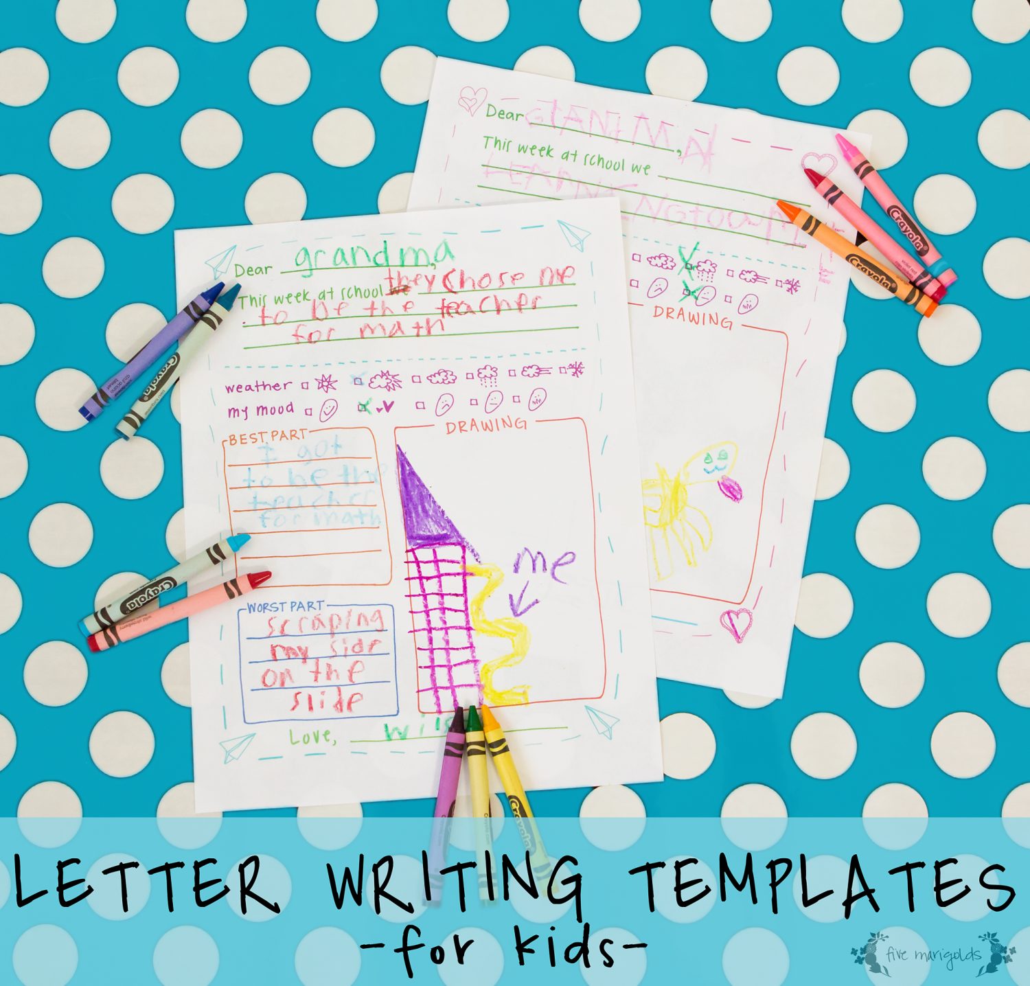 Letter to Grandma Printable Templates | Five Marigolds