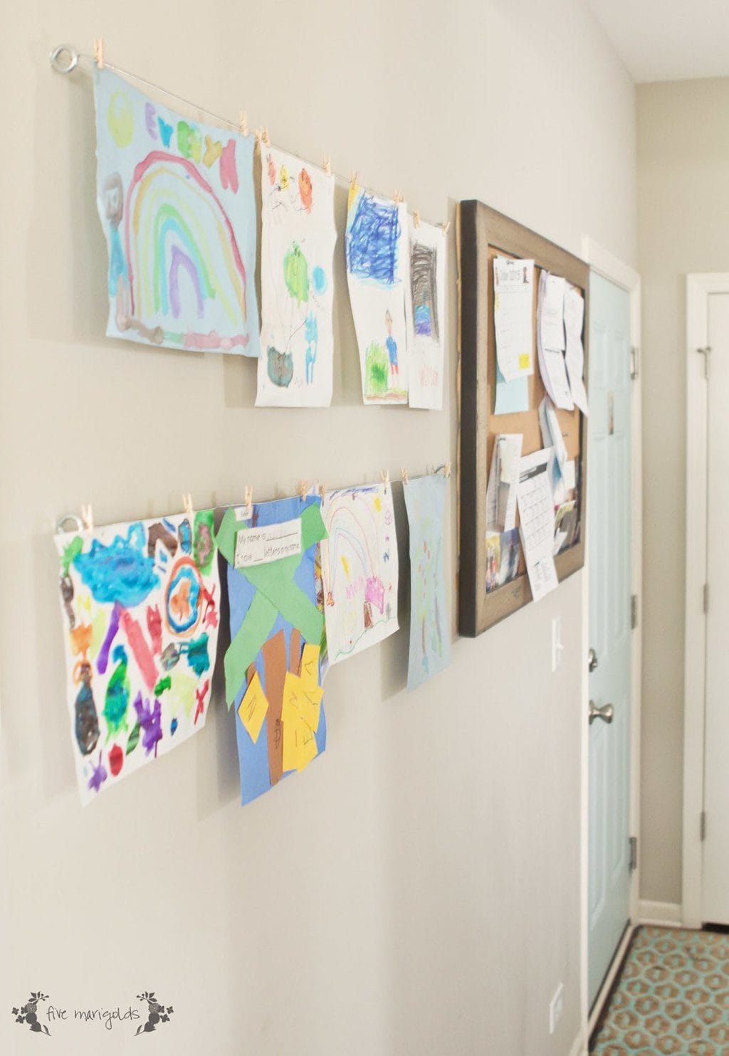 Mud Room Family Command Center DIY Kids' Art Display | Five Marigolds