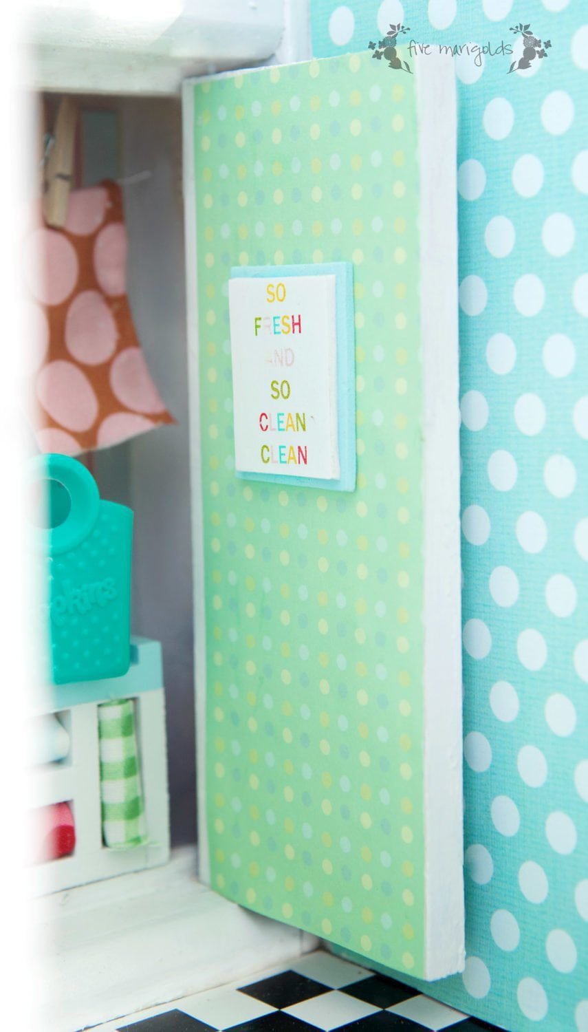 Vintage Dollhouse Remodel: Bathroom and Laundry Room | www.fivemarigolds.com