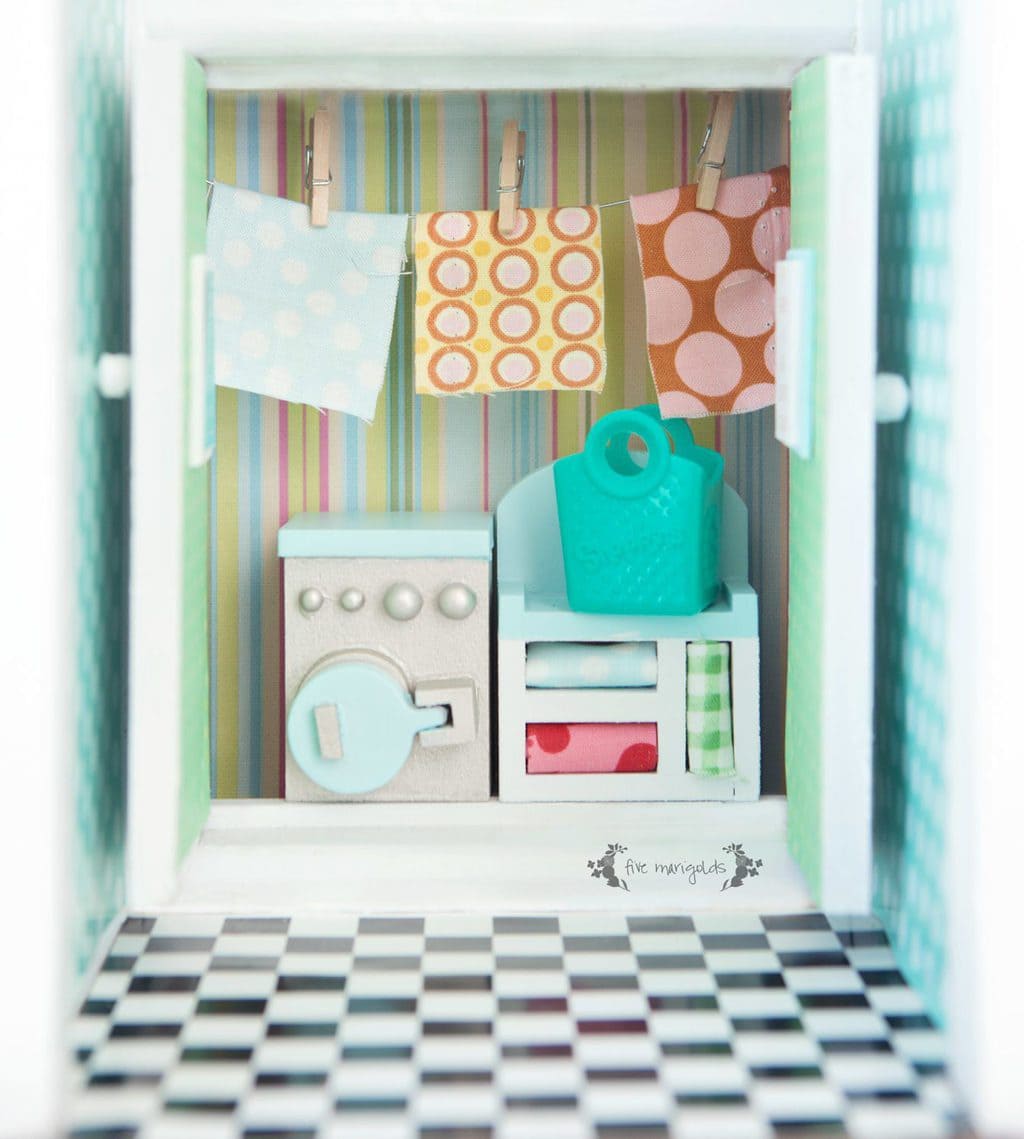 Vintage Dollhouse Remodel: Bathroom and Laundry Room | www.fivemarigolds.com