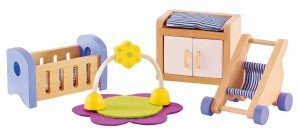 Hape Furniture. Vintage Dollhouse Remodel - Girl's Room Makeover under $10 | www.fivemarigolds.com