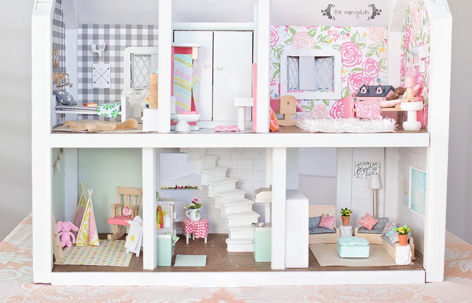 Vintage Dollhouse Makeover Under $50 Final Reveal | Five Marigolds