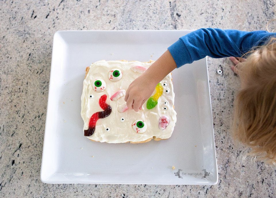 Spooky and Sweet, these sugar cookie bars are perfect for your Halloween party!