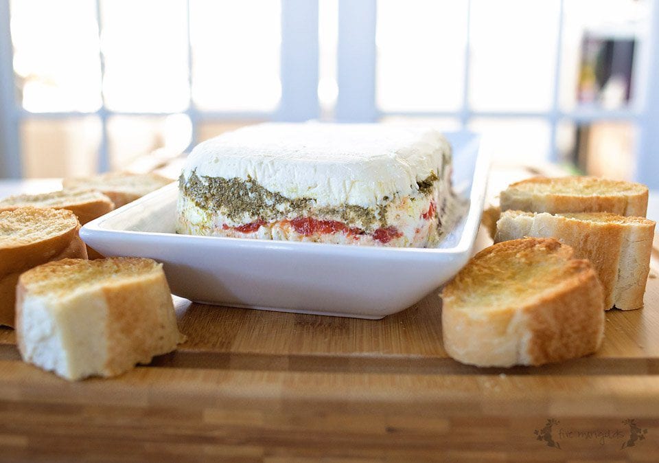 Pesto, Olive and Roasted Red Pepper Cheese Torta | Five Marigolds