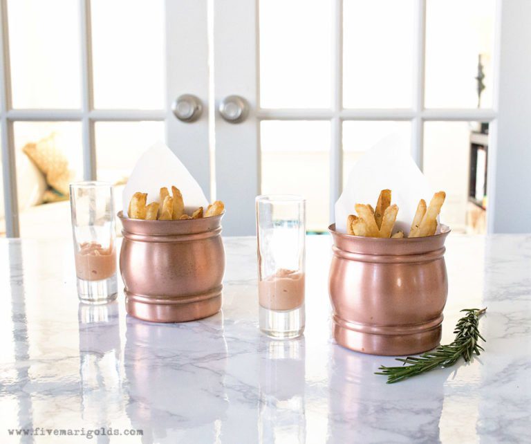 Baked Rosemary Garlic Fries with Fancy Dipping Sauce appetizer recipe #ad #KetchupWithFrenchs
