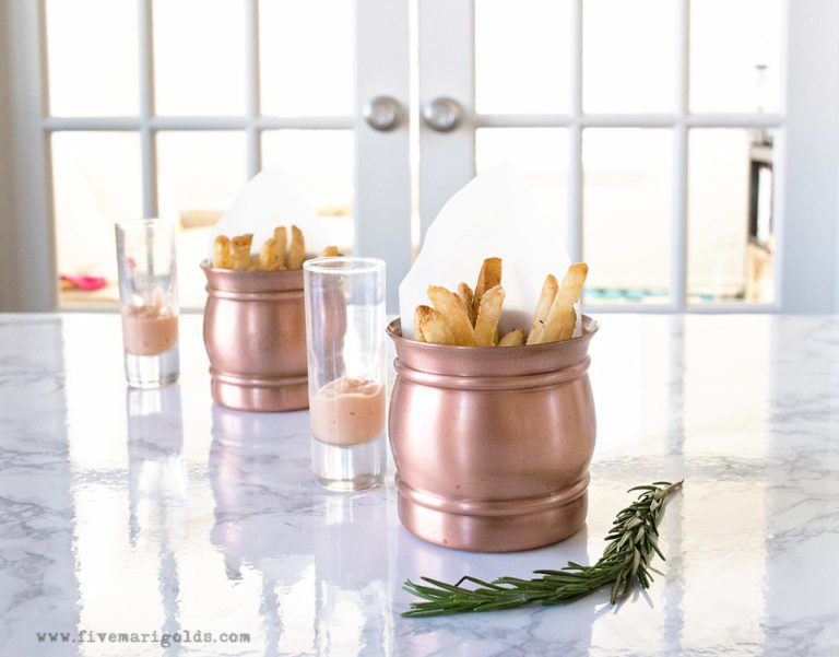 Baked Rosemary Garlic Fries with Fancy Dipping Sauce appetizer recipe #ad #KetchupWithFrenchs