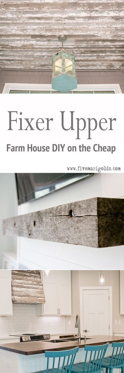 Fixer Upper Reveal: Shiplap and Barn Wood, Oh My! Guest Post via Berties Build on a Budget | Five Marigolds