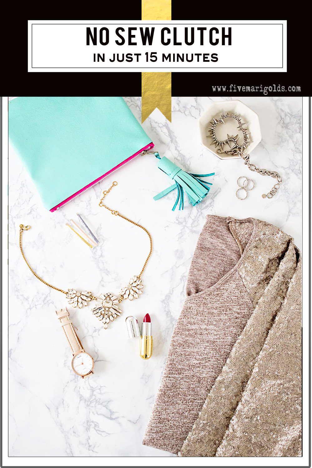 Make a no-sew leather clutch with tassel in just 15 minutes! #ad #MoreMomentsWithExcedrin